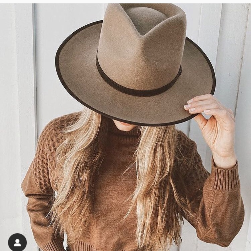 Olive & Pique Felt Wool Brown Boho Rancher Hat